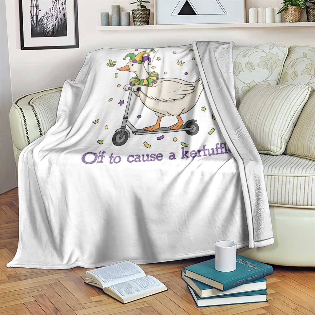Mardi Gras Silly Goose Throw Blanket Off To Cause A Kerfuffle TS14 Print Your Wear