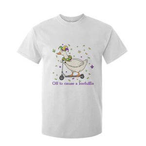 Mardi Gras Silly Goose T Shirt For Kid Off To Cause A Kerfuffle TS14 White Print Your Wear