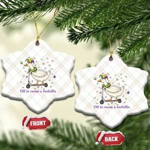 Mardi Gras Silly Goose Ceramic Ornament Off To Cause A Kerfuffle TS14 Print Your Wear