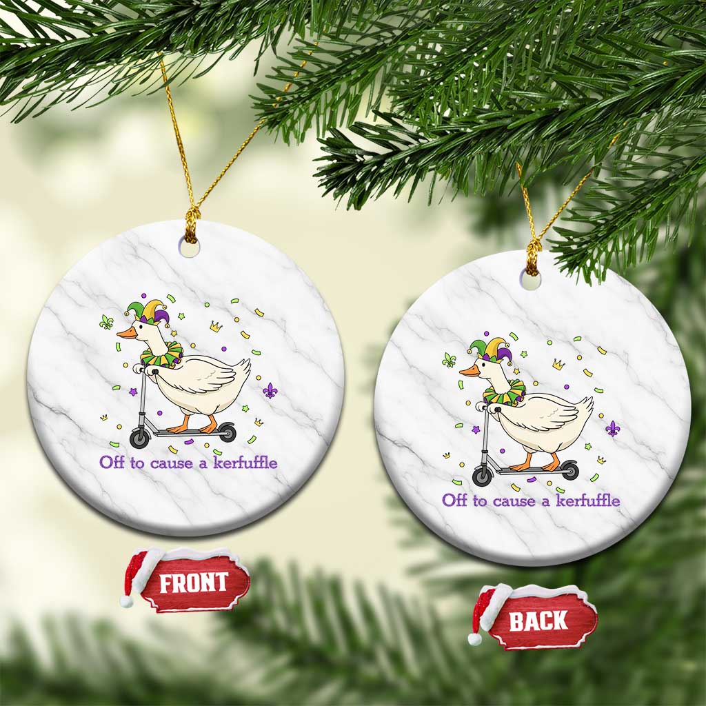 Mardi Gras Silly Goose Ceramic Ornament Off To Cause A Kerfuffle TS14 1pc White Marble Print Your Wear