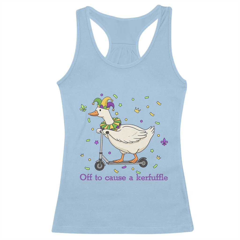 Mardi Gras Silly Goose Racerback Tank Top Off To Cause A Kerfuffle TS14 Light Blue Print Your Wear