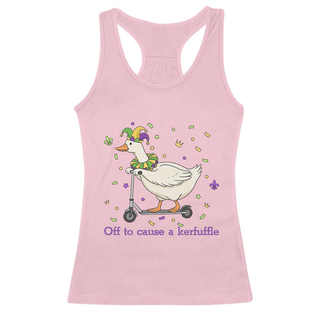 Mardi Gras Silly Goose Racerback Tank Top Off To Cause A Kerfuffle TS14 Light Pink Print Your Wear