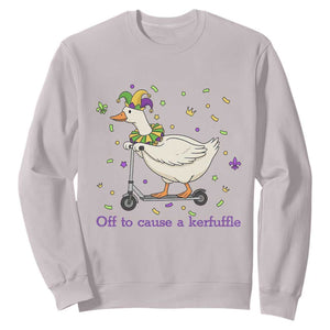 Mardi Gras Silly Goose Sweatshirt Off To Cause A Kerfuffle TS14 Ice Gray Print Your Wear