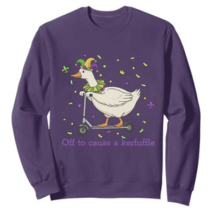 Mardi Gras Silly Goose Sweatshirt Off To Cause A Kerfuffle TS14 Purple Print Your Wear