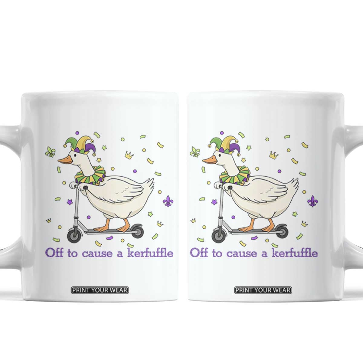 Mardi Gras Silly Goose Coffee Mug Off To Cause A Kerfuffle TS14 White Print Your Wear