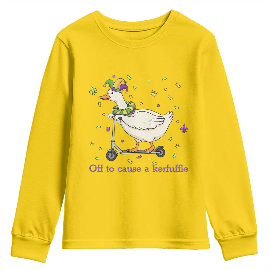 Mardi Gras Silly Goose Youth Sweatshirt Off To Cause A Kerfuffle TS14 Daisy Print Your Wear