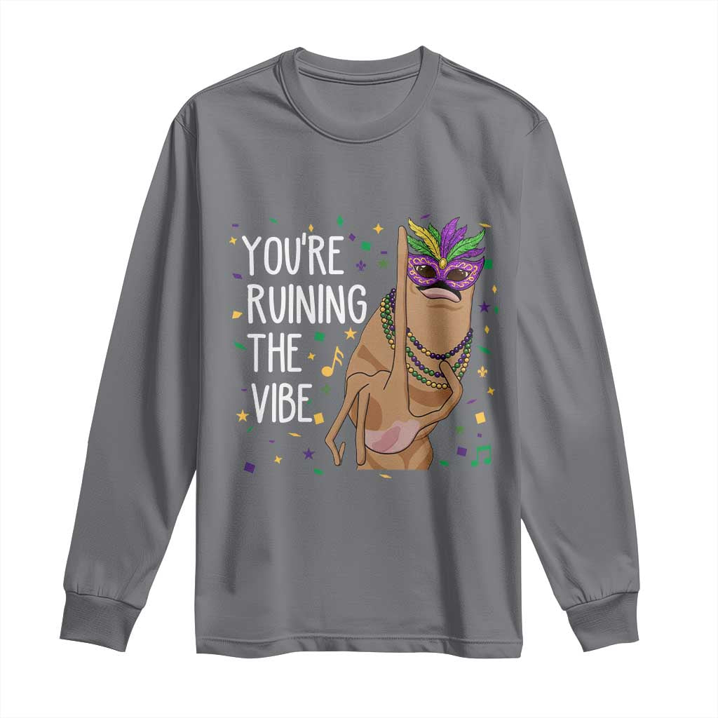 Funny Mardi Gras Long Sleeve Shirt Marcus The Worm Carnival Trendy Meme TS14 Charcoal Print Your Wear