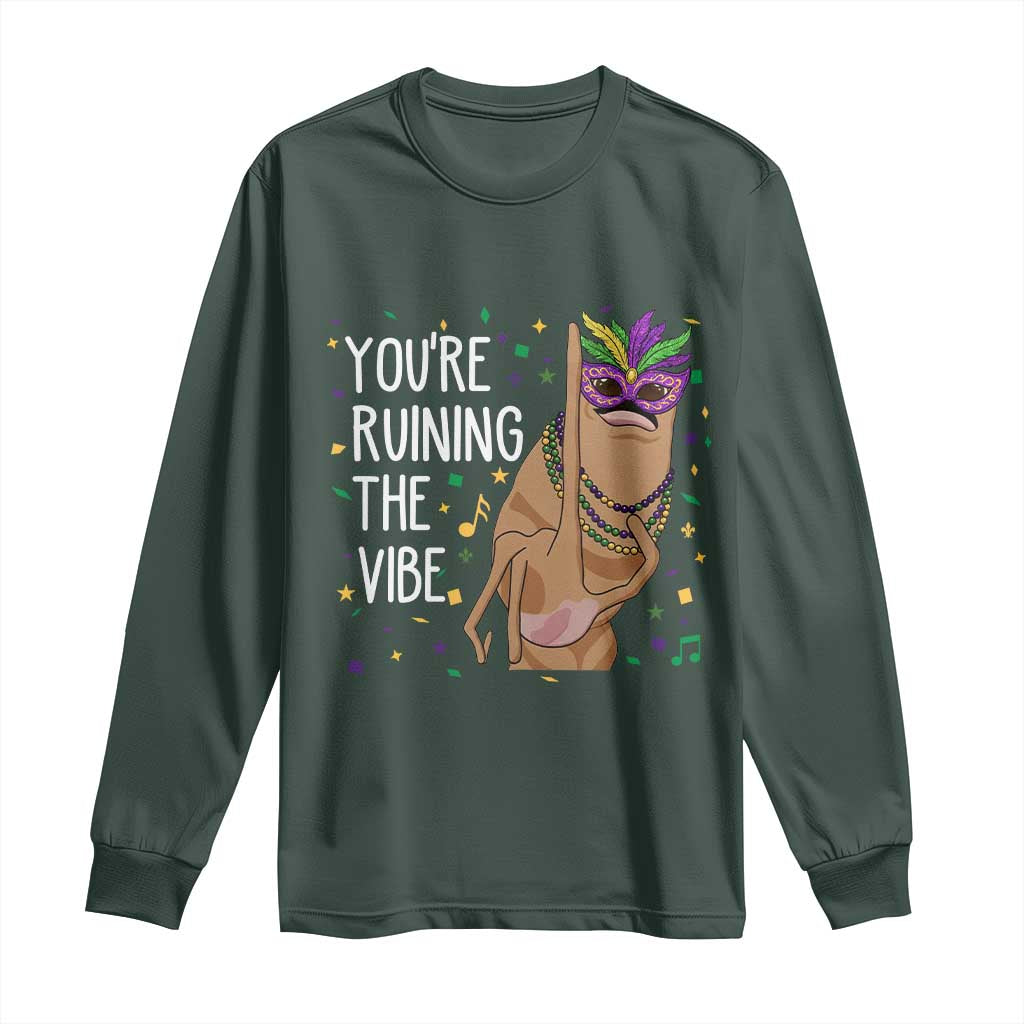 Funny Mardi Gras Long Sleeve Shirt Marcus The Worm Carnival Trendy Meme TS14 Dark Forest Green Print Your Wear