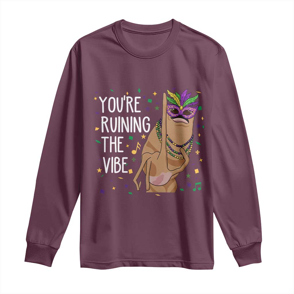 Funny Mardi Gras Long Sleeve Shirt Marcus The Worm Carnival Trendy Meme TS14 Maroon Print Your Wear