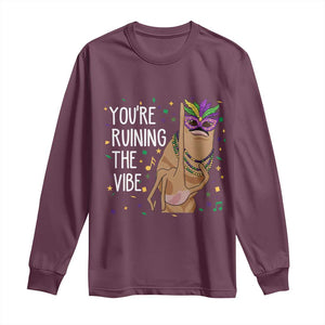 Funny Mardi Gras Long Sleeve Shirt Marcus The Worm Carnival Trendy Meme TS14 Maroon Print Your Wear