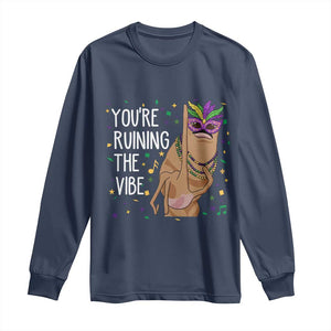 Funny Mardi Gras Long Sleeve Shirt Marcus The Worm Carnival Trendy Meme TS14 Navy Print Your Wear