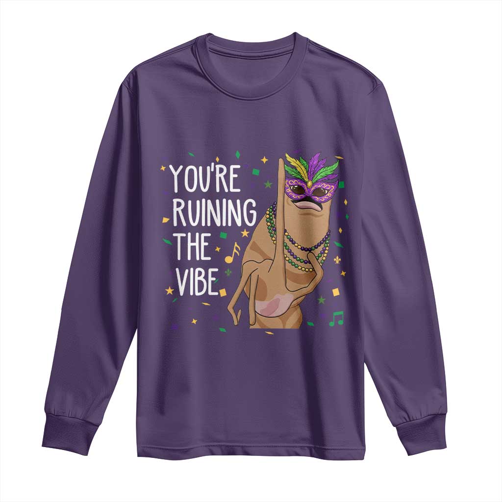 Funny Mardi Gras Long Sleeve Shirt Marcus The Worm Carnival Trendy Meme TS14 Purple Print Your Wear