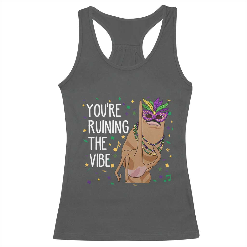 Funny Mardi Gras Racerback Tank Top Marcus The Worm Carnival Trendy Meme TS14 Dark Heather Print Your Wear