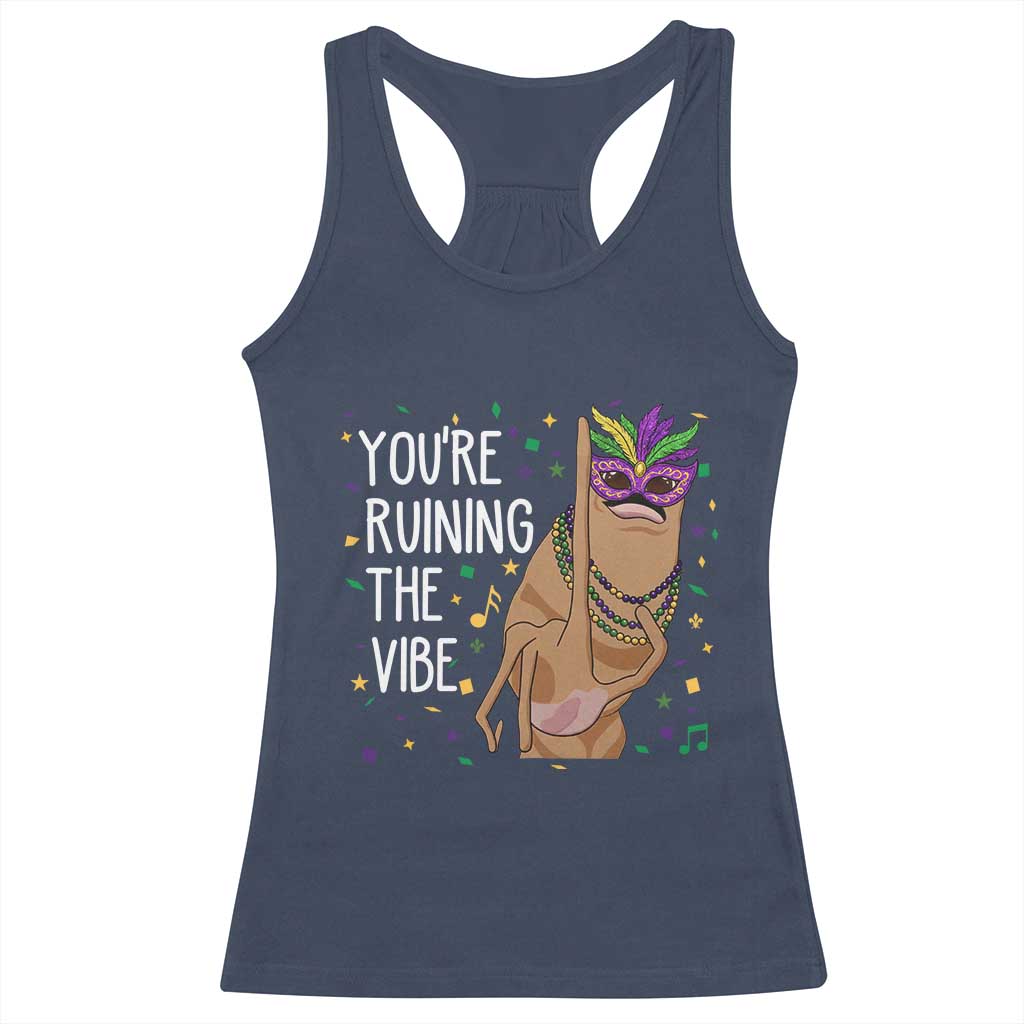 Funny Mardi Gras Racerback Tank Top Marcus The Worm Carnival Trendy Meme TS14 Navy Print Your Wear