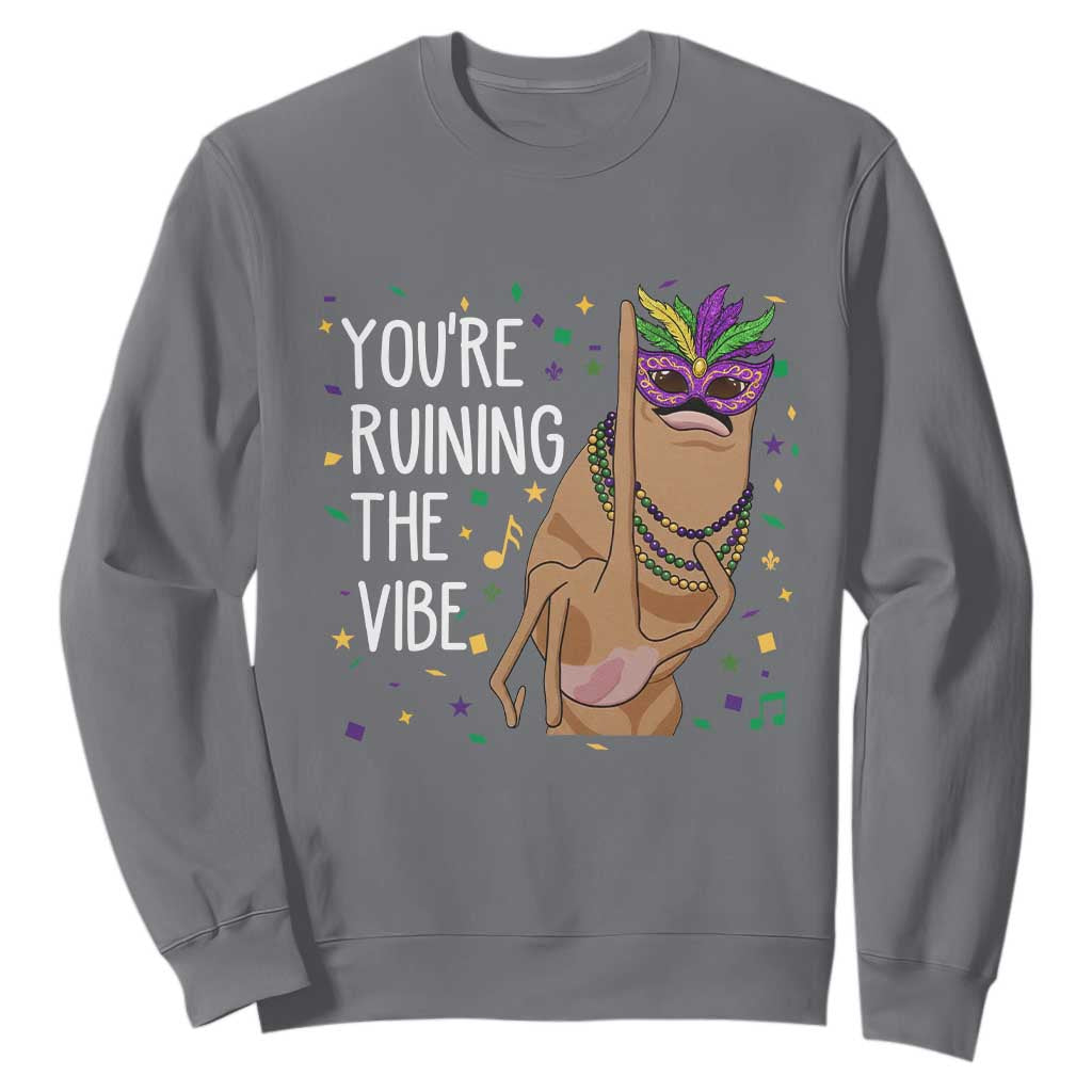 Funny Mardi Gras Sweatshirt Marcus The Worm Carnival Trendy Meme TS14 Charcoal Print Your Wear