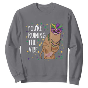 Funny Mardi Gras Sweatshirt Marcus The Worm Carnival Trendy Meme TS14 Charcoal Print Your Wear