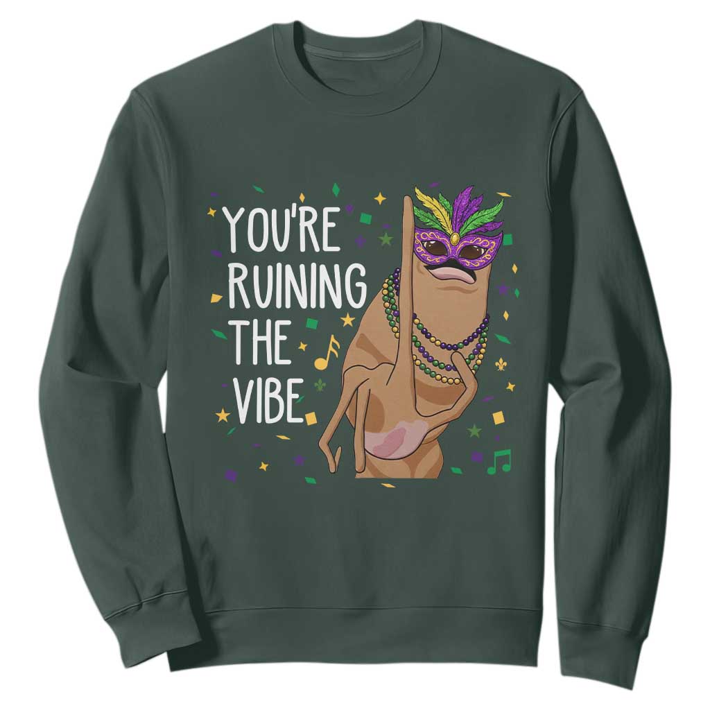 Funny Mardi Gras Sweatshirt Marcus The Worm Carnival Trendy Meme TS14 Dark Forest Green Print Your Wear