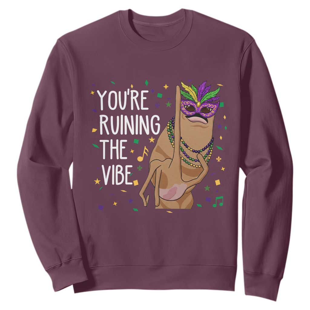 Funny Mardi Gras Sweatshirt Marcus The Worm Carnival Trendy Meme TS14 Maroon Print Your Wear