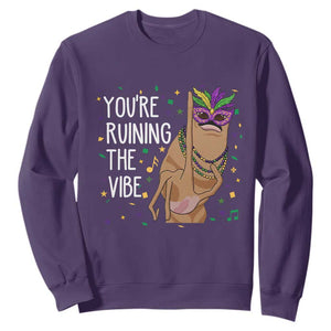 Funny Mardi Gras Sweatshirt Marcus The Worm Carnival Trendy Meme TS14 Purple Print Your Wear