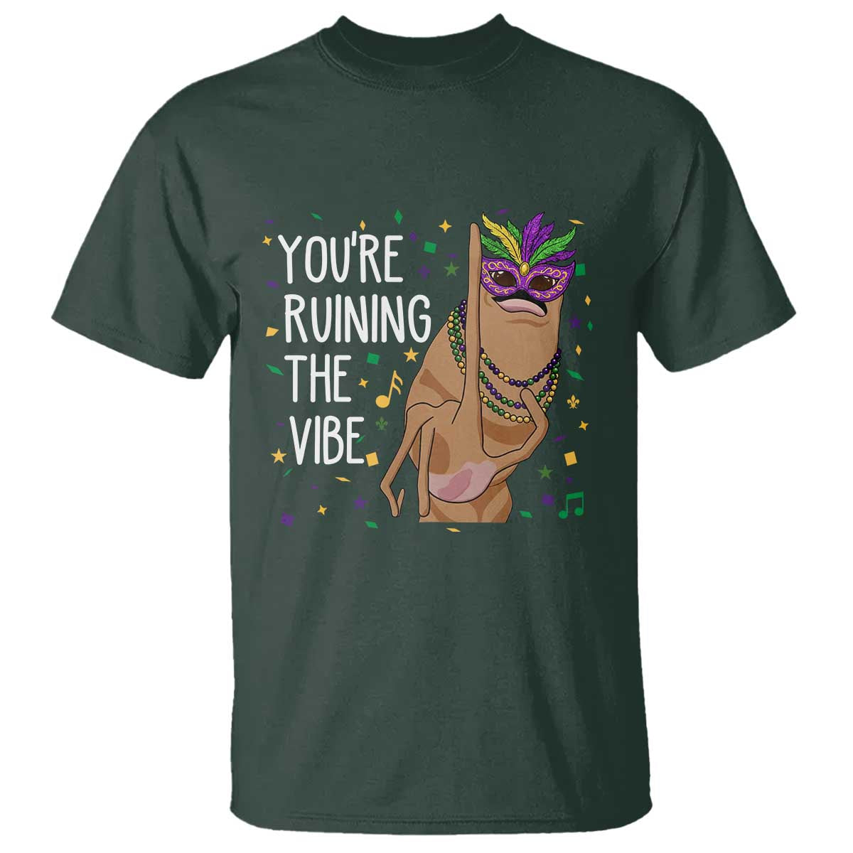 Funny Mardi Gras T Shirt Marcus The Worm Carnival Trendy Meme TS14 Dark Forest Green Print Your Wear