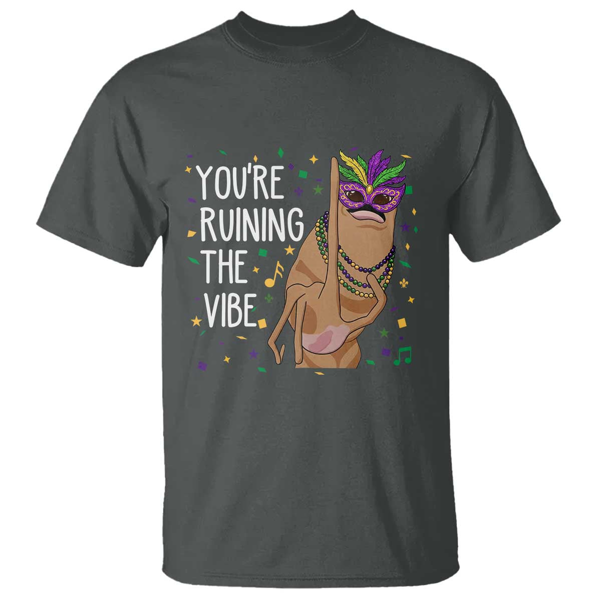 Funny Mardi Gras T Shirt Marcus The Worm Carnival Trendy Meme TS14 Dark Heather Print Your Wear
