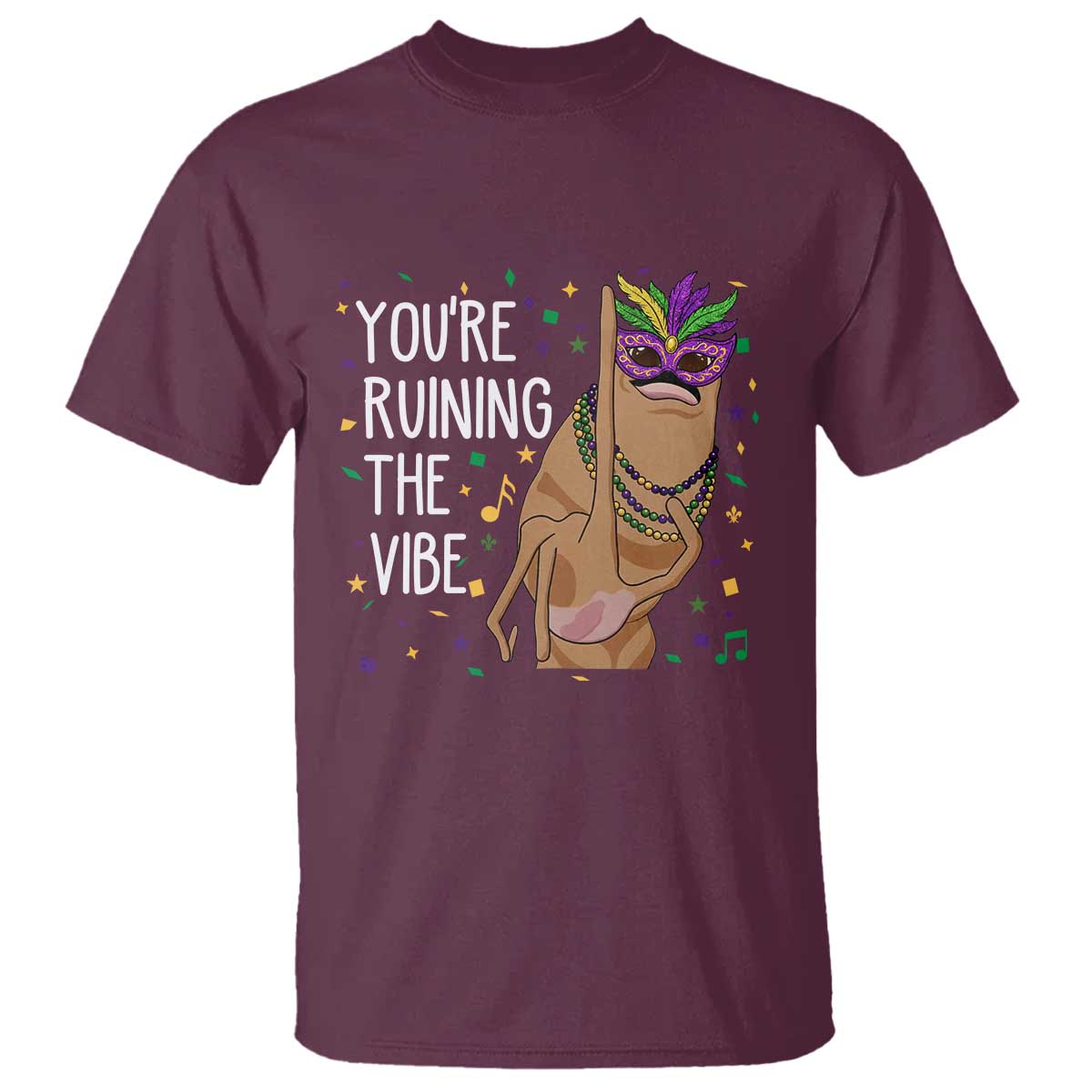 Funny Mardi Gras T Shirt Marcus The Worm Carnival Trendy Meme TS14 Maroon Print Your Wear