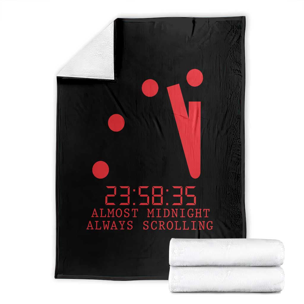 Doomsday Clock Armageddon Throw Blanket Almost Midnight Always Scrolling TS14 Black Print Your Wear