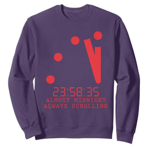 Doomsday Clock Armageddon Sweatshirt Almost Midnight Always Scrolling TS14 Purple Print Your Wear