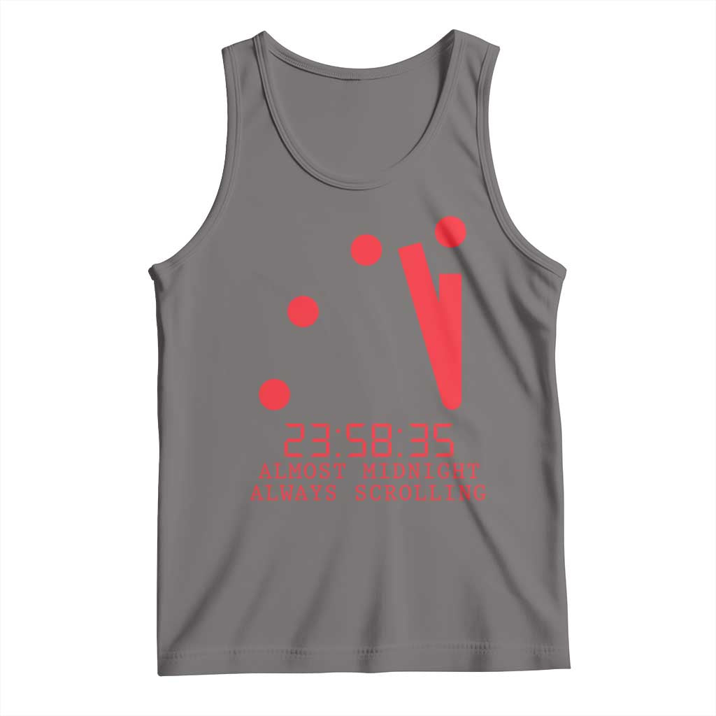 Doomsday Clock Armageddon Tank Top Almost Midnight Always Scrolling TS14 Deep Heather Print Your Wear