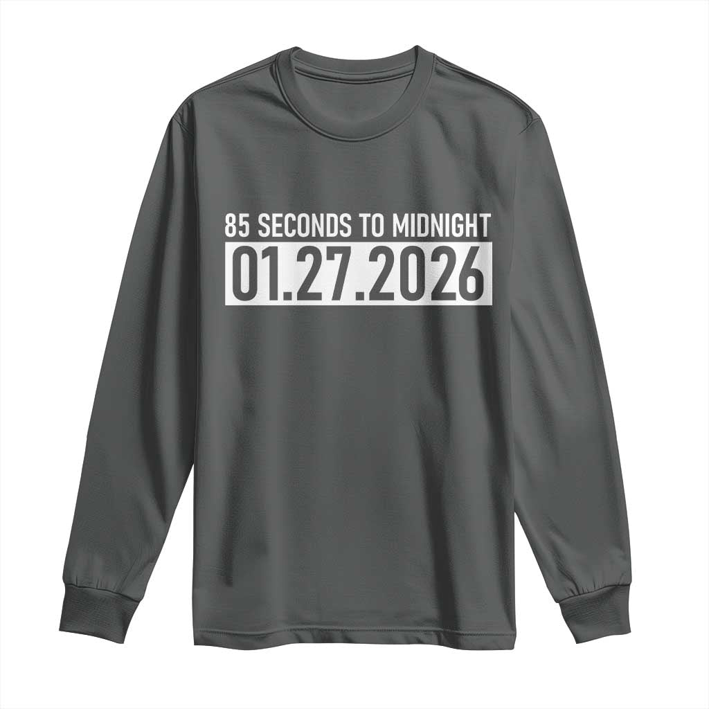 Doomsday Clock Armageddon Long Sleeve Shirt 85 Second To Midnight TS14 Dark Heather Print Your Wear