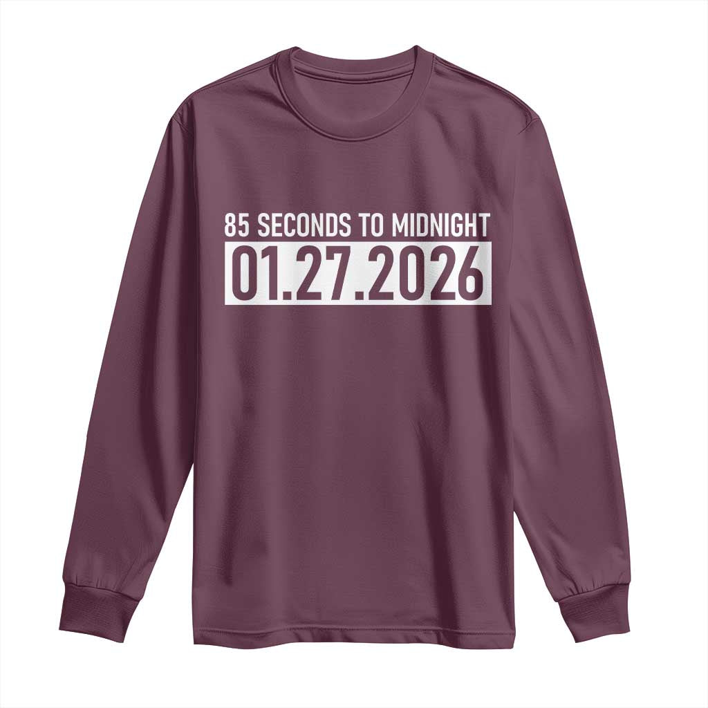 Doomsday Clock Armageddon Long Sleeve Shirt 85 Second To Midnight TS14 Maroon Print Your Wear
