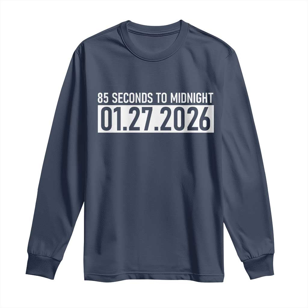 Doomsday Clock Armageddon Long Sleeve Shirt 85 Second To Midnight TS14 Navy Print Your Wear
