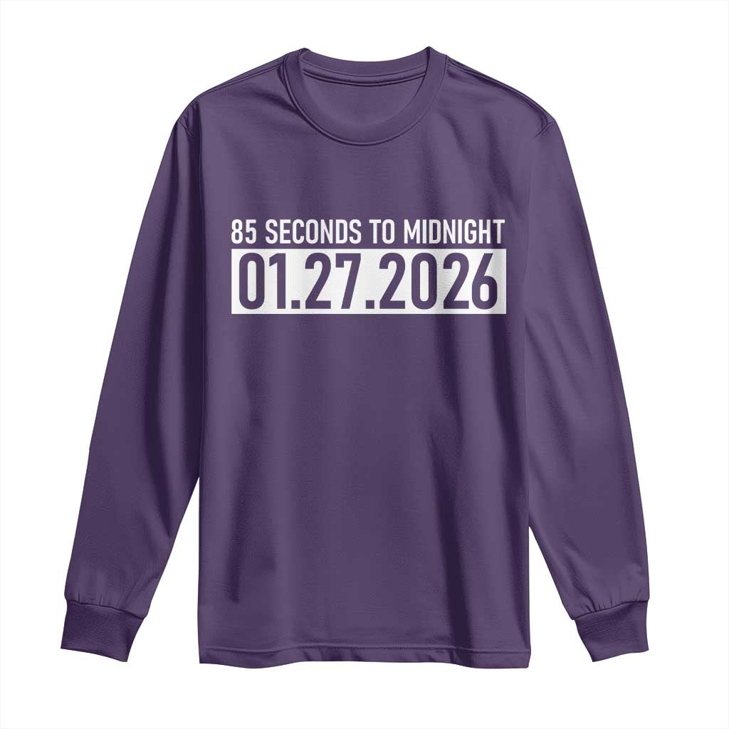 Doomsday Clock Armageddon Long Sleeve Shirt 85 Second To Midnight TS14 Purple Print Your Wear