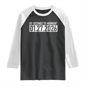 Doomsday Clock Armageddon Raglan Shirt 85 Second To Midnight TS14 Black White Print Your Wear