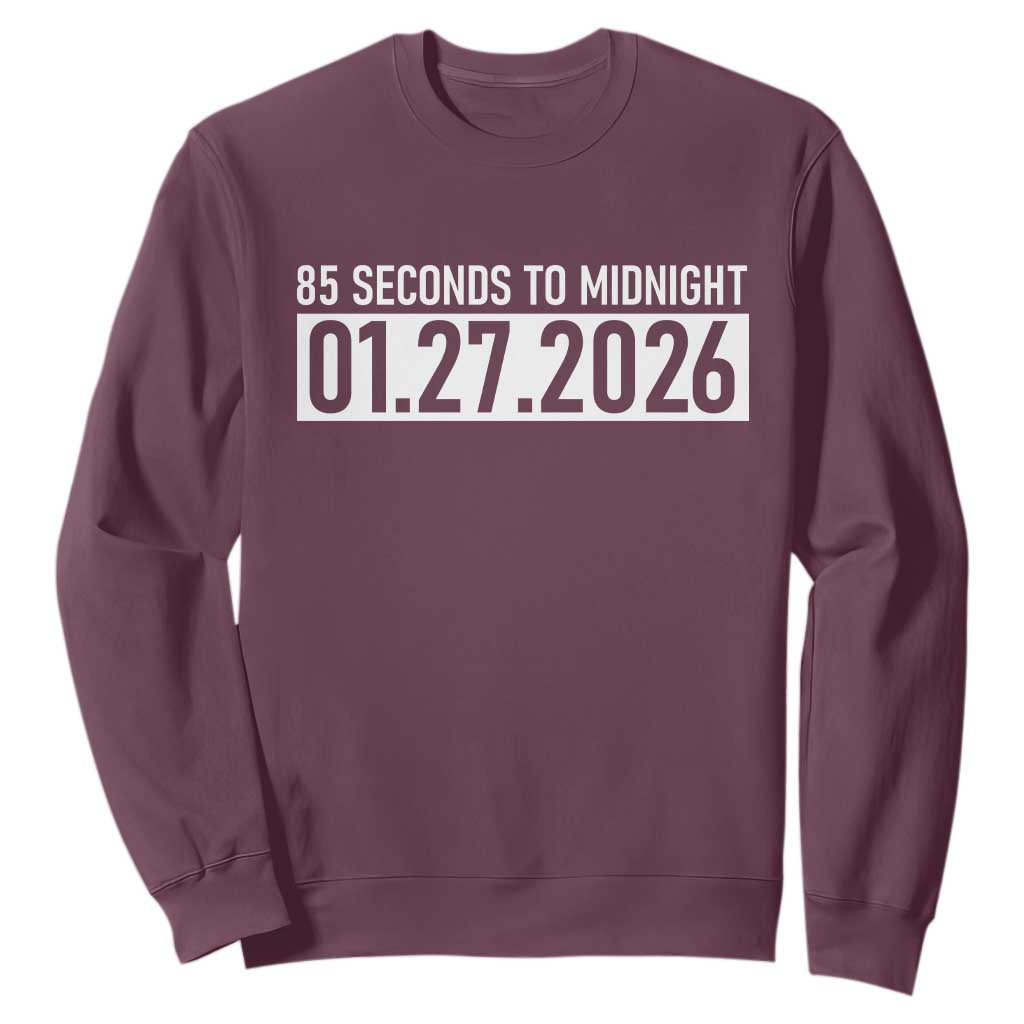 Doomsday Clock Armageddon Sweatshirt 85 Second To Midnight TS14 Maroon Print Your Wear