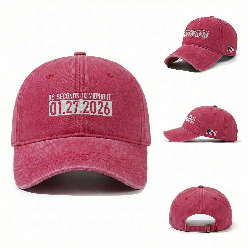 Doomsday Clock Armageddon Washed Cotton Baseball Cap 85 Second To Midnight TS14 Washed Cap Universal Fit Red Print Your Wear