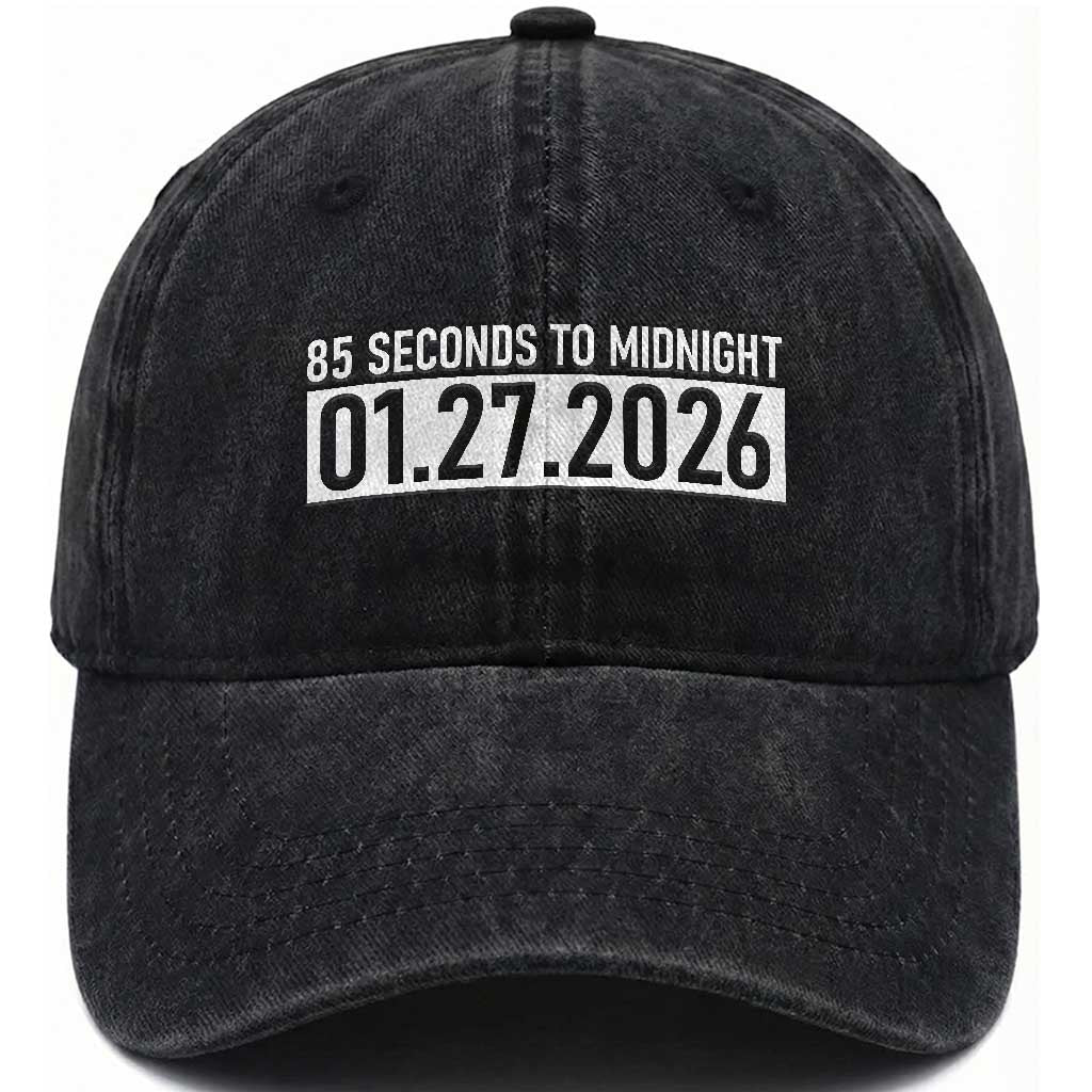 Doomsday Clock Armageddon Washed Cotton Baseball Cap 85 Second To Midnight TS14 Washed Cap Universal Fit Black Print Your Wear