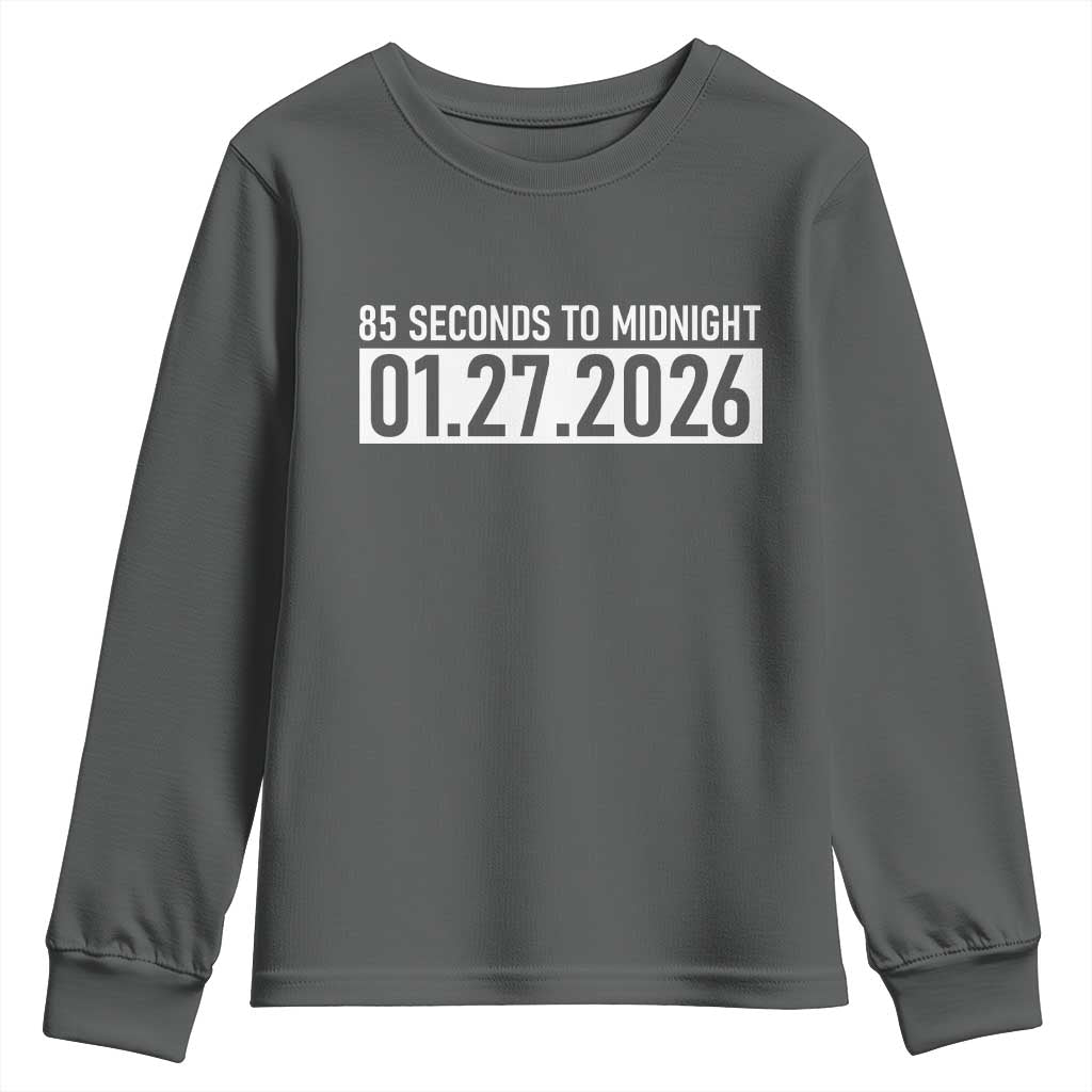 Doomsday Clock Armageddon Youth Sweatshirt 85 Second To Midnight TS14 Dark Heather Print Your Wear