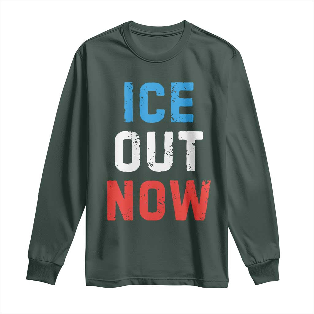 Ice Out Long Sleeve Shirt Minneapolis Resist ICE Immigration Rights Protest TS14 Dark Forest Green Print Your Wear