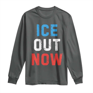 Ice Out Long Sleeve Shirt Minneapolis Resist ICE Immigration Rights Protest TS14 Dark Heather Print Your Wear