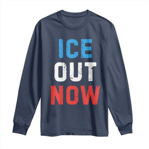 Ice Out Long Sleeve Shirt Minneapolis Resist ICE Immigration Rights Protest TS14 Navy Print Your Wear