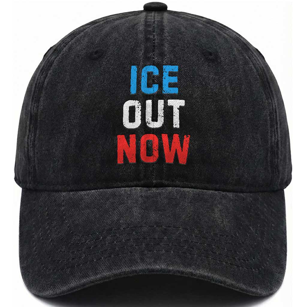 Ice Out Washed Cotton Baseball Cap Minneapolis Resist ICE Immigration Rights Protest TS14 Washed Cap Universal Fit Black Print Your Wear