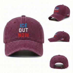 Ice Out Washed Cotton Baseball Cap Minneapolis Resist ICE Immigration Rights Protest TS14 Washed Cap Universal Fit Burgundy Print Your Wear