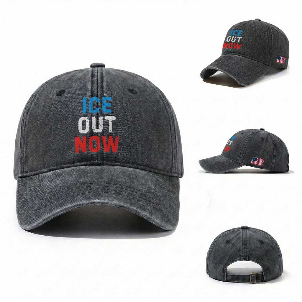 Ice Out Washed Cotton Baseball Cap Minneapolis Resist ICE Immigration Rights Protest TS14 Washed Cap Universal Fit Dark Gray Print Your Wear