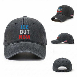 Ice Out Washed Cotton Baseball Cap Minneapolis Resist ICE Immigration Rights Protest TS14 Washed Cap Universal Fit Dark Gray Print Your Wear