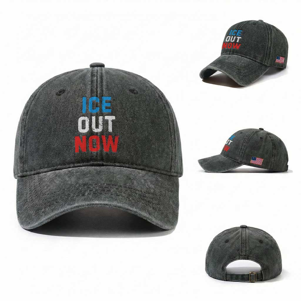 Ice Out Washed Cotton Baseball Cap Minneapolis Resist ICE Immigration Rights Protest TS14 Washed Cap Universal Fit Dark Green Print Your Wear