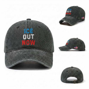 Ice Out Washed Cotton Baseball Cap Minneapolis Resist ICE Immigration Rights Protest TS14 Washed Cap Universal Fit Dark Green Print Your Wear