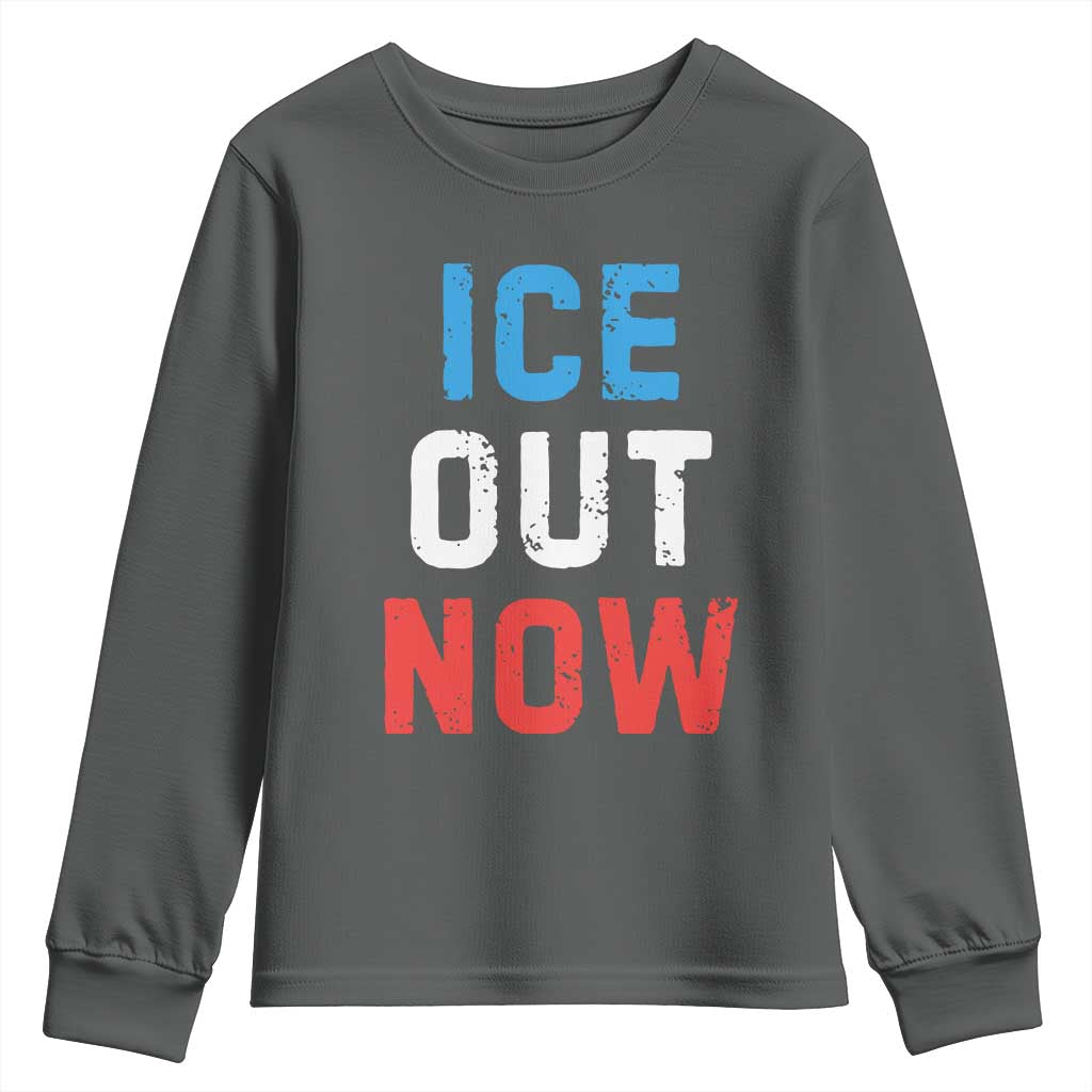Ice Out Youth Sweatshirt Minneapolis Resist ICE Immigration Rights Protest TS14 Dark Heather Print Your Wear