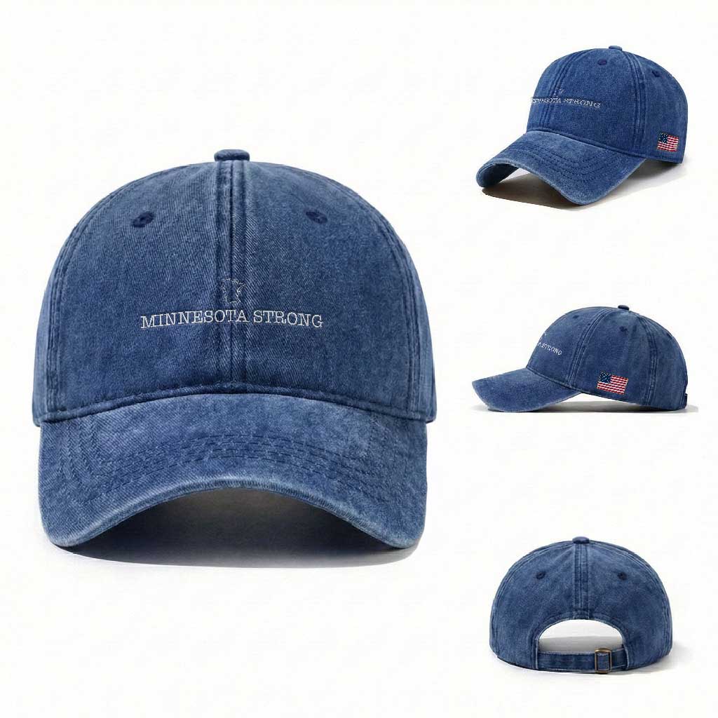 Minnesota Strong Washed Cotton Baseball Cap Minneapolis Resist Anti ICE Immigration Protest TS14 Washed Cap Universal Fit Royal Blue Print Your Wear