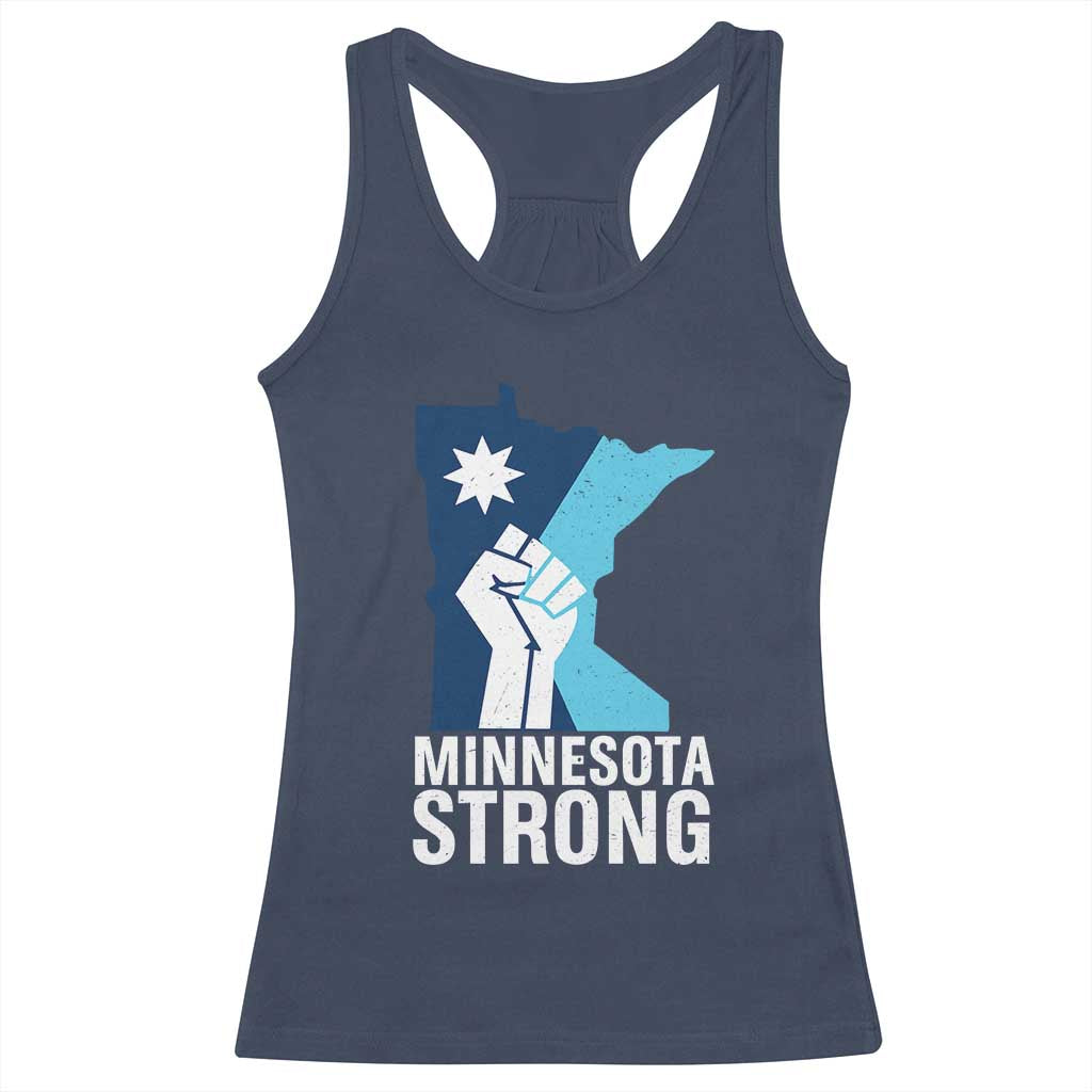 Minnesota Strong Racerback Tank Top Minneapolis Resist ICE Immigration Human Rights Protest TS14 Navy Print Your Wear